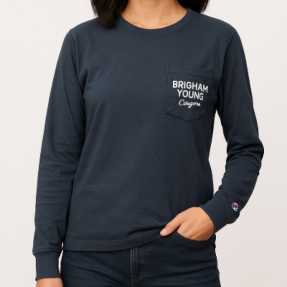 Champion Tops - NWT Champion Tee Long Sleeve Crew Neck Brigham Young Cougers NCAA Ladies Size M